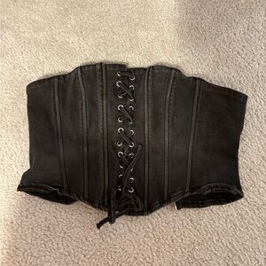 Windsor Black Lace-Up Corset top